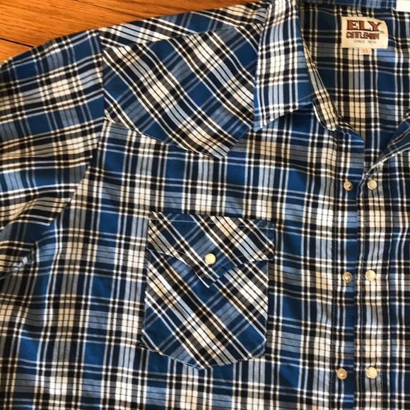 Cattleman Ely XL snap closure shirt blue plaid - Picture 5 of 7